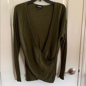 Express Deep Green V-Neck Sweater